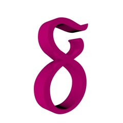 Poster - 3d number 8 pink on a white background. Rendering an image.