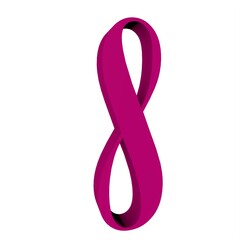 Poster - 3d number 8 pink on a white background. Rendering an image.