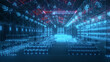 © 2rogan - 3d Rendered Illustration of digital warehouse hud goloram 3d scanning data 3. High quality 3d illustration