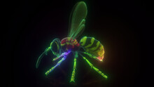 3d Rendered Illustration Of Wasp Or Hornet Digital Hud Hologram. High Quality 3d Illustration