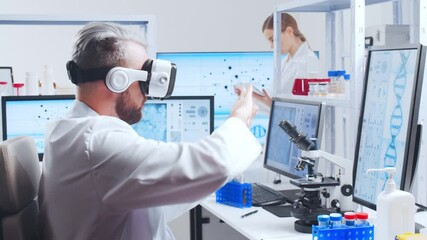 Wall Mural - professional team of scientists is working on a vaccine in a modern scientific research laboratory. 