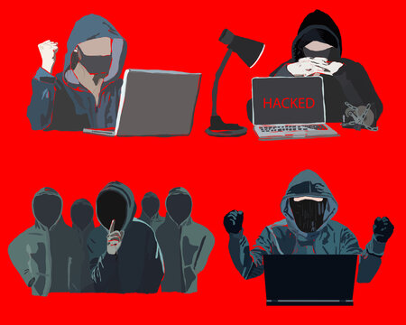 Ransomware malware wannacry risk symbol hacker cyber attack concept computer virus NotPetya Spectre Meltdown infection infographic. Vector online hacker risk.