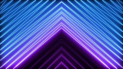 Poster - Animated zig zag neon light seamless loop modern motion graphics background