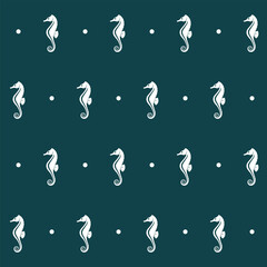 seamless pattern with seahorse isolated on blue background