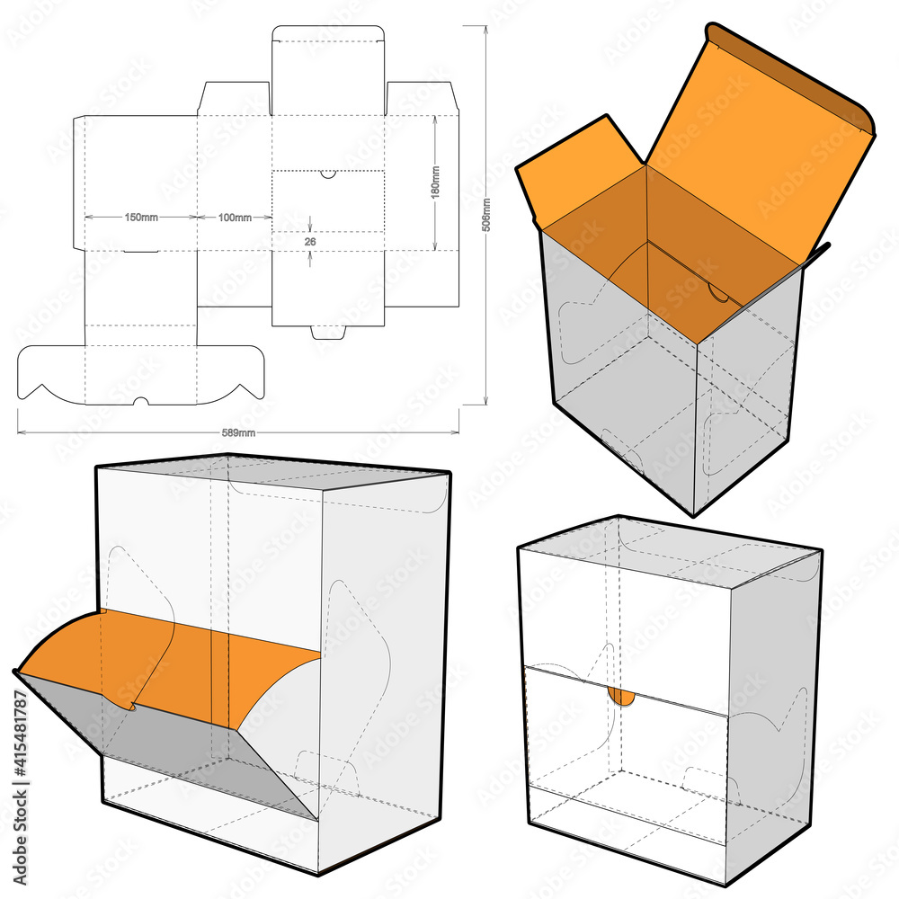 Pattern Box Machine Box Defuse Dispenser Box and Die-cut Pattern. The .eps file is full scale and ...