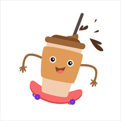 coffee cute character design template vector illustration