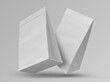 © SpicyTruffel - Food bags. Realistic white paper craft packages. Blank closed packets, mockup for branding. Bagged snacks and takeaway meal. Ecological packaging, vector recyclable cardboard sacks with copy space