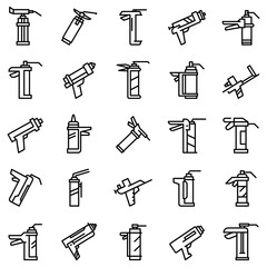 Poster - Silicone caulk gun icons set. Outline set of silicone caulk gun vector icons for web design isolated on white background