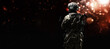 © andy_gin - The fighter of the special unit turned and threateningly looks at the enemy. Back view.