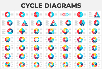 Aufkleber - Bundle of cycle elements for infographic. Template for diagram, graph, presentation and chart. Business concept with 3, 4, 5, 6, 7 and 8 options, parts, steps or processes.