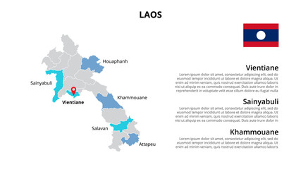 Wall Mural - Laos vector map infographic template divided by states, regions or provinces. Slide presentation