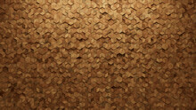 Wood Block Wall Background. Mosaic Wallpaper With Light And Dark Timber Diamond Tile Pattern. 3D Render 