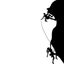 Man And Woman Climbing Black Silhouette, Activity Safety