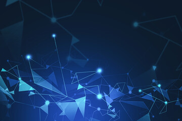 Aufkleber - Abstract background with blue polygonal lines and triangles. Concept of hi tech and future. Toned image double exposure