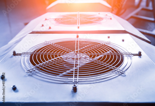 Obraz Dibond Metal industrial air conditioning vent. HVAC. Ventilation fan background