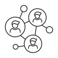Poster - Silhouettes of people and circles. Social network connection and global business communication concept. Vector icon isolated on white background. 