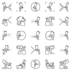 Poster - Spray Gun and Paint Sprayer outline vector concept icons set. Handheld Paint Sprayers linear signs