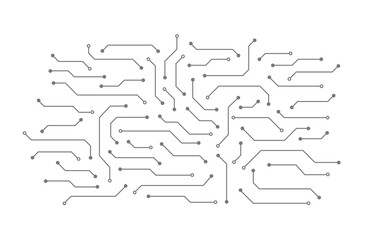 Poster - abstract circuit board. background of microchip elements consisting of dots and lines. technology co
