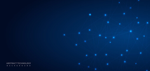 Poster - Abstract dark blue backgroung. Medical and science, technology connection concept.