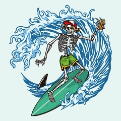Colorful vintage surfing concept