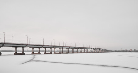  bridge over the frozen Dnieper river
