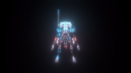 3d rendered illustration of Warrior robot Mecha Hud hologram v2. High quality 3d illustration