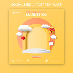 editable social media post template. 3d social media banner ads.