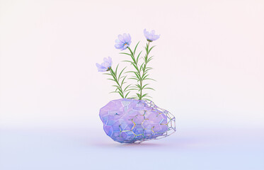 Aufkleber - Beauty fashion podium backdrop for product display with abstract iridescent gem stone. 3d render. 