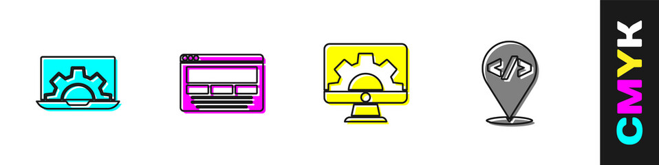 Set Web development, UI or UX design, and Front end icon. Vector.