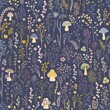 Seamless pattern. Set of colorful wild plants and fungus