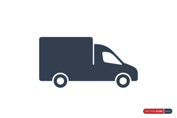 Poster - Simple Fast Shipping Delivery Van Icon isolated on White Background. Usable for Apps, Websites, Business and Transportation Resources. Flat Vector Icon Design Template Element.