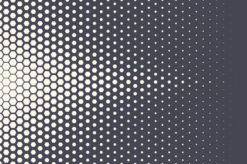 Wall Mural - Halftone Hexagonal Pattern Vector Abstract Geometric Technology Background. Retro Colored Half Tone Hexagons Texture. Minimal Style Dynamic Tech Wallpaper