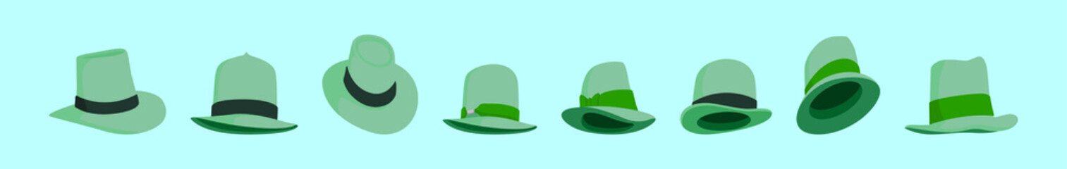 set of panama hat cartoon icon design template with various models. vector illustration isolated on blue background