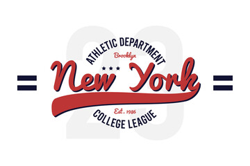 Wall Mural - New York, Brooklyn vintage college t-shirt design. Typography graphics for retro varsity tee shirt. Vector.