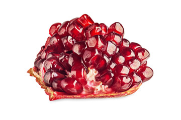 Garnet. Fruit of a juicy pomegranate in a cut.