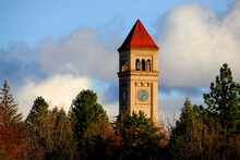 A Clock Tower In Riverfront Park In Spokane, Washington, USA