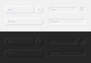 Aufkleber - search bars in different variations ui neumorphic design elements set on abstract background. aesthe