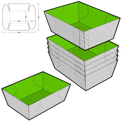 Stackable cardboard tray, to transport cupcakes, sweets, special for food display or gifts and Die-cut Pattern. The .eps file is full scale and fully functional. Prepared for real cardboard production