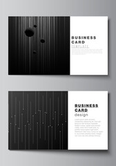 Poster - Vector layout of two creative business cards design templates, horizontal template vector design. Tech science future background, space design astronomy concept.