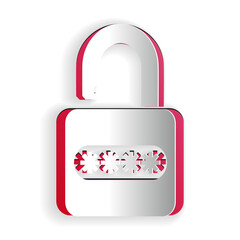Poster - Paper cut Password protection and safety access icon isolated on white background. Lock icon. Security, safety, protection, privacy concept. Paper art style. Vector.
