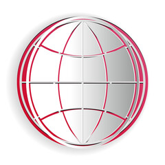 Poster - Paper cut Earth globe icon isolated on white background. World or Earth sign. Global internet symbol. Geometric shapes. Paper art style. Vector.