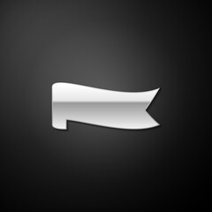Poster - Silver Banner ribbon icon isolated on black background. Long shadow style. Vector.