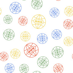 Poster - Color Go To Web icon isolated seamless pattern on white background. Www icon. Website pictogram. World wide web symbol. Internet symbol for your web site design, app. Vector.