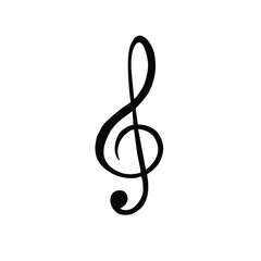 Poster - Vector hand drawn doodle sketch black music treble clef note isolated on white background