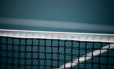 Canvas Print - Blue paddle tennis net and hard court. Tennis compettion concept