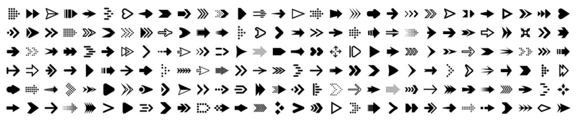 Poster - Set arrow icons. Collection different arrows sign. Black vector arrows icons – stock vector