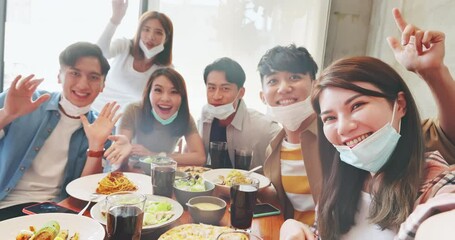 Sticker - friends take selfie in restaurant