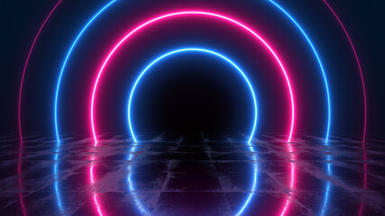 Poster - Abstract light background. Bright neon texture for technology design.