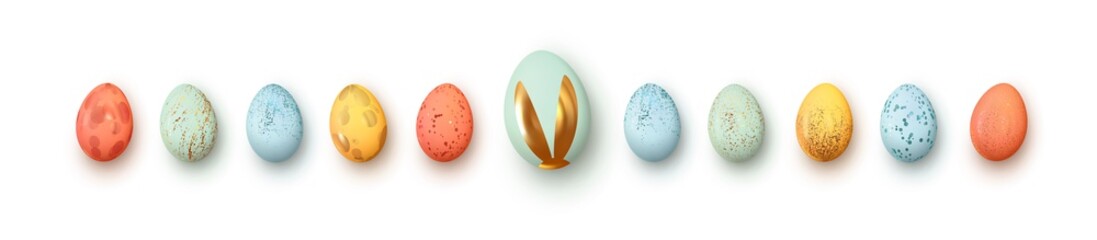 Poster - Easter eggs multicolored set realistic isolated. Vector illustration