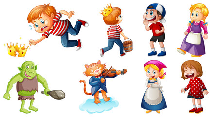 Sticker - Set of different nursery rhyme character isolated on white background